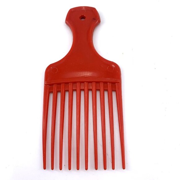 Afro Hair Comb Pick Lot of 2 Red Black 7" Long Vintage 60s 70s - Picture 4 of 6